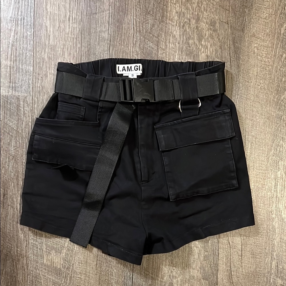I.AM.GIA Black Cargo Shorts with Belt